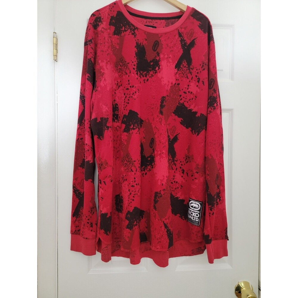 VTG Y2K Ecko Unltd Thermal Long Sleeve‎ T-shirt Waffle Knit  Abstract 4XL